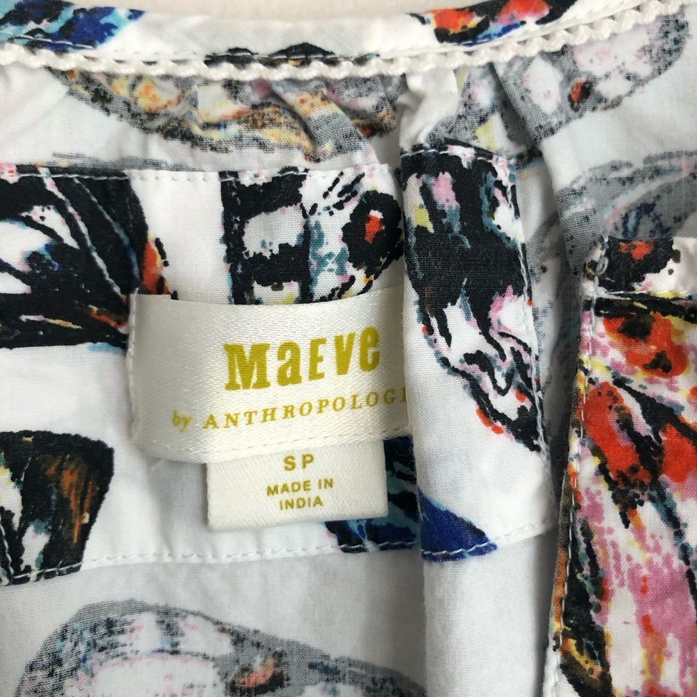 Anthropologie Maeve Somerset Mini Cotton Dress in Ivory Butterfly size SP - Picture 6 of 9